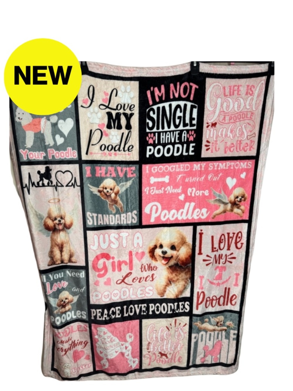 2/for $20 🪩 NEW Pink Poodle Collage Throw Blanket (3x4 feet)